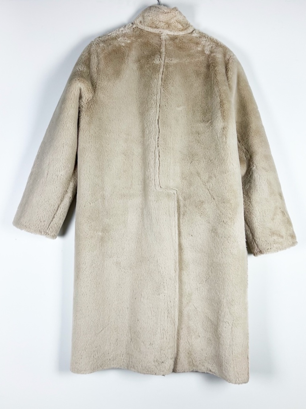 Anthropologie Faux Vegan Fur Suede Reversible Oversized Overcoat Jacket Neutral - Picture 4 of 4